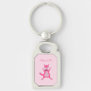 Hübsche Pink Baby Fox Mama Schlüsselanhänger