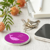 Hübsche Pink Baby Girl Narwhal Gender Aufdeckung C Schlüsselanhänger (Seite)