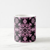 Hübsche Pink Black Floral Blätter Filigree Monogra Kaffeetasse (Mittel)