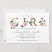 Hübsche Pink-Blume Blumenmädchen-Kinderdusche Einladung (Vorderseite)