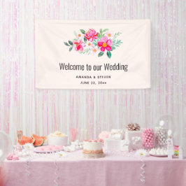 Hübsche Pink Blume Bouquet Wedding Banner