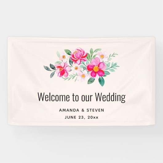 Hübsche Pink Blume Bouquet Wedding Banner (Horizontal)