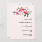Hübsche Pink Blume Bouquet Wedding Einladung (Vorderseite)