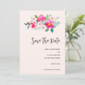 Hübsche Pink Blume Bouquet Wedding Save The Date (Stehend Vorderseite)