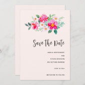 Hübsche Pink Blume Bouquet Wedding Save The Date (Vorne/Hinten)