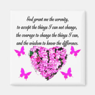 HÜBSCHE PINK-BLUME UND BUTTERFLY-SERENITY-PRAYER MAGNET
