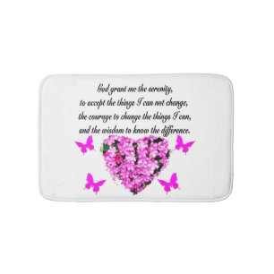 HÜBSCHE PINK-BLUME UND SCHALTFLÄCHE-SERENITY-PRAYE BADEMATTE