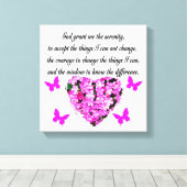 HÜBSCHE PINK-BLUME UND SCHALTFLÄCHE-SERENITY-PRAYE LEINWANDDRUCK (Insitu (Holzboden))