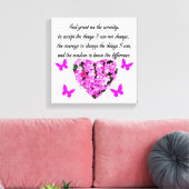 HÜBSCHE PINK-BLUME UND SCHALTFLÄCHE-SERENITY-PRAYE LEINWANDDRUCK (Insitu (Wohnzimmer))