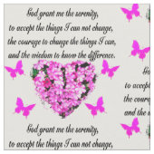 HÜBSCHE PINK-BLUME UND SCHALTFLÄCHE-SERENITY-PRAYE STOFF (Nahaufnahme)