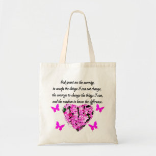 HÜBSCHE PINK-BLUME UND SCHALTFLÄCHE-SERENITY-PRAYE TRAGETASCHE
