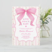 Hübsche Pink Bow Liebe Shack Baby Girl Dusche Einladung (Stehend Vorderseite)
