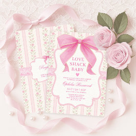 Hübsche Pink Bow Liebe Shack Baby Girl Dusche Einladung