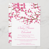 Hübsche Pink Cherry Blossom Floral Baby Dusche Einladung (Vorne/Hinten)