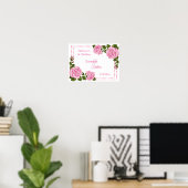Hübsche Pink Corner Bouquets Begrüßung Poster (Heimbüro)