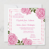 Hübsche Pink Corner Bouquets Wedding Einladung (Rückseite)