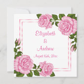 Hübsche Pink Corner Bouquets Wedding Einladung (Vorderseite)