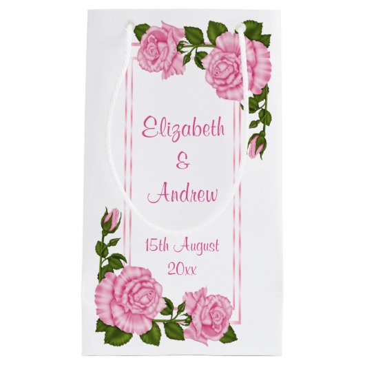 Hübsche Pink Corner Bouquets Wedding Kleine Geschenktüte (Vorderseite)