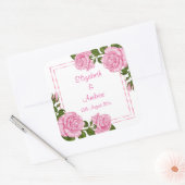 Hübsche Pink Corner Bouquets Wedding Quadratischer Aufkleber (Umschlag)