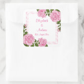 Hübsche Pink Corner Bouquets Wedding Quadratischer Aufkleber (Tasche)