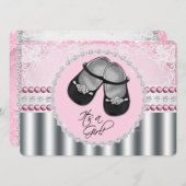 Hübsche Pink Diamonds and Pearls Baby Dusche Einladung (Vorne/Hinten)
