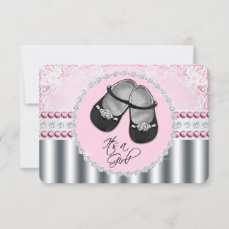 Hübsche Pink Diamonds and Pearls Baby Dusche Einladung