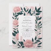 Hübsche Pink Emerald Rose Peonies Wedding Einladung (Vorderseite)