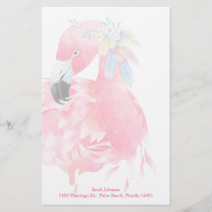 Hübsche Pink Flamingo Persönliche Stationierung Briefpapier