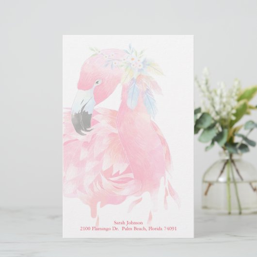 Hübsche Pink Flamingo Persönliche Stationierung Briefpapier (Stehend Vorderseite)