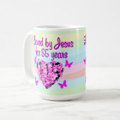 HÜBSCHE PINK FLORAL 85. GEBURTSTAG TASSE (Vorderseite Links)