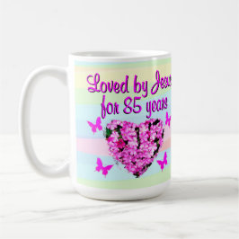 HÜBSCHE PINK FLORAL 85. GEBURTSTAG TASSE