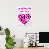 HÜBSCHE PINK FLORAL PHILIPPIANS 4:13 BIBLE VERSE POSTER (Heimbüro)
