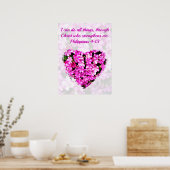 HÜBSCHE PINK FLORAL PHILIPPIANS 4:13 BIBLE VERSE POSTER (Küche)