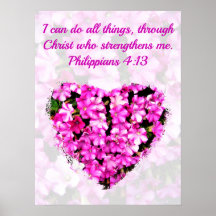 HÜBSCHE PINK FLORAL PHILIPPIANS 4:13 BIBLE VERSE