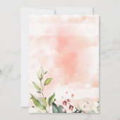 Hübsche Pink Floral Script Hochzeit Einladung (Rückseite)