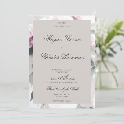 Hübsche Pink Hydrangea BlumenzwiebelFrühjahrssonne Einladung (Stehend Vorderseite)