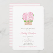 Hübsche Pink Hydrangea Girl Babydusche Einladung (Vorne/Hinten)