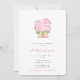 Hübsche Pink Hydrangea Girl Babydusche Einladung