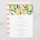 Hübsche Pink Lemons Citrus Babydusche für Mädchen Menükarte (Vorne/Hinten)