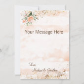 Hübsche Pink Monogram Floral Script Hochzeit Dankeskarte (Rückseite)