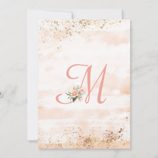 Hübsche Pink Monogram Floral Script Hochzeit Dankeskarte