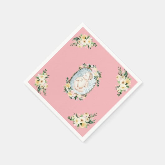 Hübsche Pink Neugeborenenmädchendusche Serviette (Ecke)