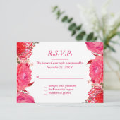 Hübsche Pink Peonics Response Card RSVP Karte (Stehend Vorderseite)