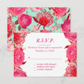 Hübsche Pink Peonics Response Card RSVP Karte (Vorne/Hinten)