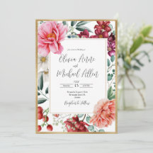 Hübsche Pink Peonies Floral Gold Hochzeit
