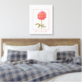 Hübsche Pink Peony Blume Art Leinwanddruck (Insitu (Schlafzimmer))