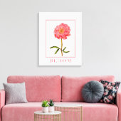 Hübsche Pink Peony Blume Art Leinwanddruck (Insitu (Wohnzimmer))