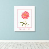 Hübsche Pink Peony Blume Art Leinwanddruck (Insitu (Holzboden))