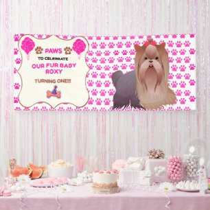 HÜBSCHE PINK PFOTEN HAUSTIER TIER 2,5 X 6 VYNIL GE BANNER