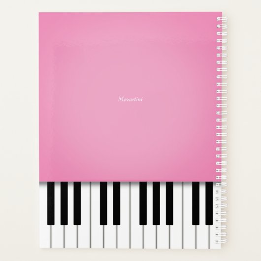 Hübsche Pink Piano-Musiktastatur individuell angep Planer (Rückseite)